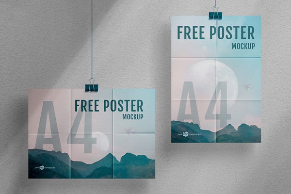 3 Mockups of Hanging Minimal Posters