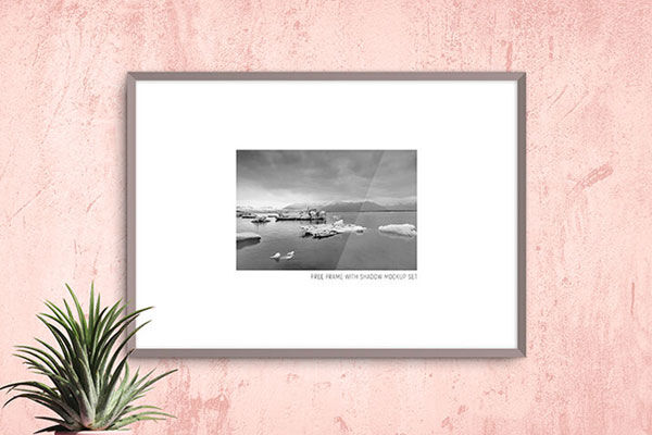 3 Mockups of Hanging Photo Frames in Front View
