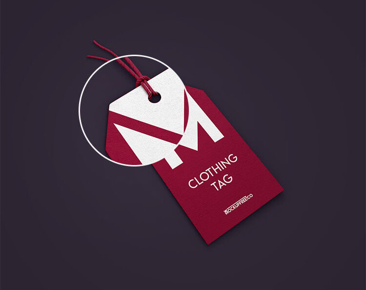 3 Mockups of Hangtags in Different Views and Positions