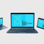 3 Mockups of HP Elite Dragonfly Laptop in Varied Views