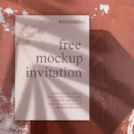 3 Mockups of Invitation Cards and Envelopes with Leaf Shadows