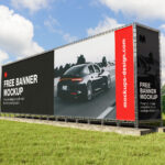 3 Mockups of Large Banner in Perspective Views