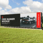 3 Mockups of Large Banner in Perspective Views