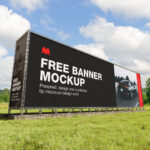 3 Mockups of Large Banner in Perspective Views