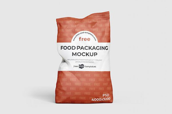 3 Mockups of Packaging Bags in the Front and Half-Side Views
