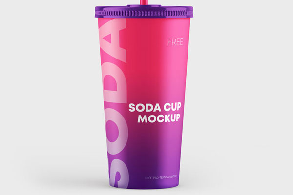 3 Mockups of Paper Soda Cup and Straws