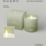 3 Mockups of Realistic Candle Set Featuring Packaging Box mockup preview