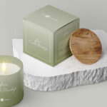 3 Mockups of Realistic Candle Set Featuring Packaging Box mockup preview