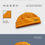 3 Mockups of Short Knitted Hat from Different Angles