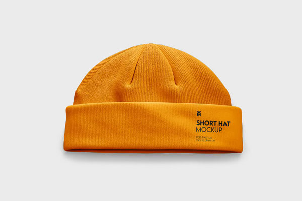 3 Mockups of Short Knitted Hat from Different Angles