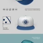 3 Mockups of Snapback Caps in Different Angles and Positions