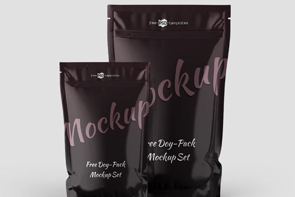 3 Mockups of Stand-Up Pouches (Doypacks) in Different Views