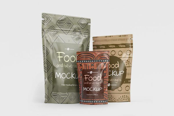 3 Mockups of Stand-Up Pouches in the Front View