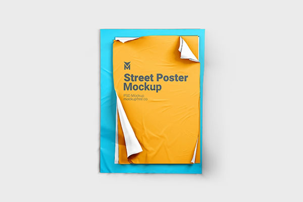 3 Mockups of Street Poster with Wrinkled Texture