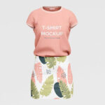 3 Mockups of T-Shirt Along with Skirt
