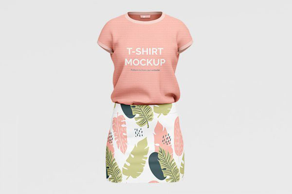 3 Mockups of T-Shirt Along with Skirt