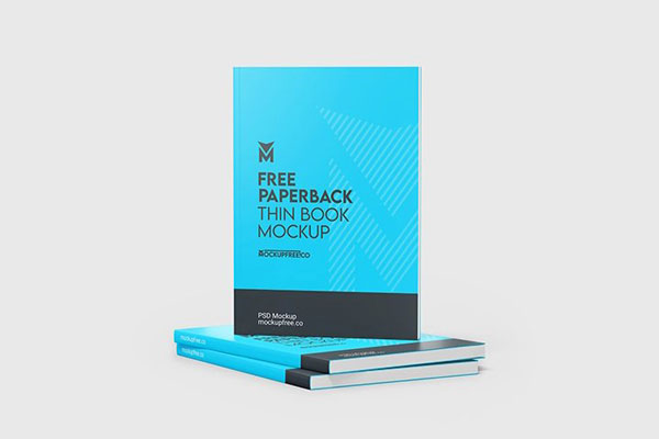 3 Mockups of Thin Paperback Book Mockup