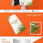 3 Mockups of Tri-Fold A4 Brochure Featuring One Held by Hand