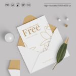 3 Mockups of Wedding Invitation Cards and Wax Seal Envelope