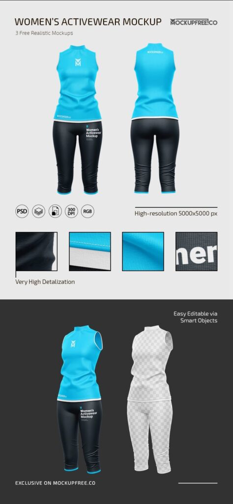 3 Mockups of Woman’s Activewear
