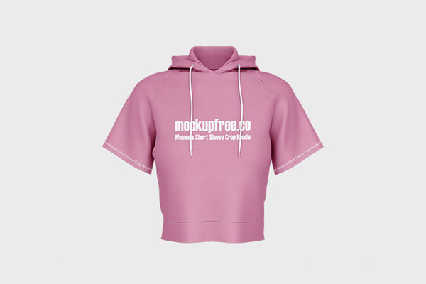 3 Mockups of Woman’s Short Sleeve Crop Hoodie Mockup