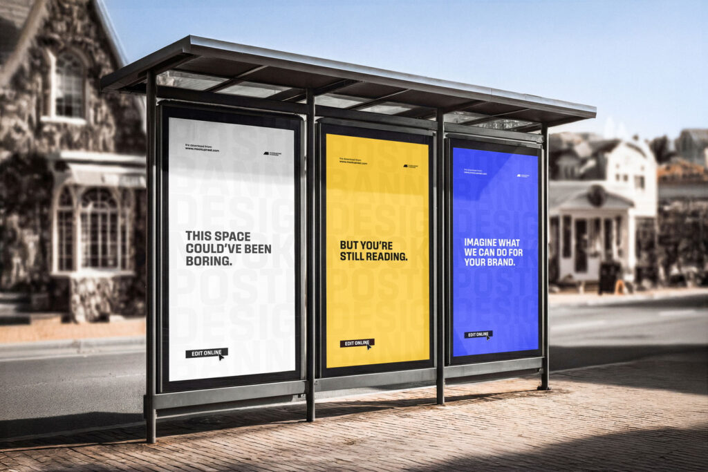 3 Panel Billboard Mockup