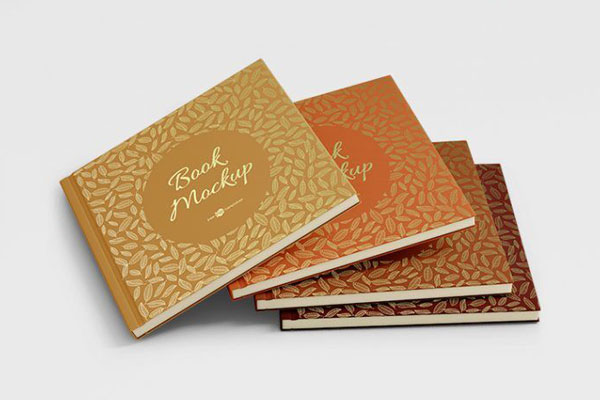 3 Perspective View Mockups of Hardcover Square Books