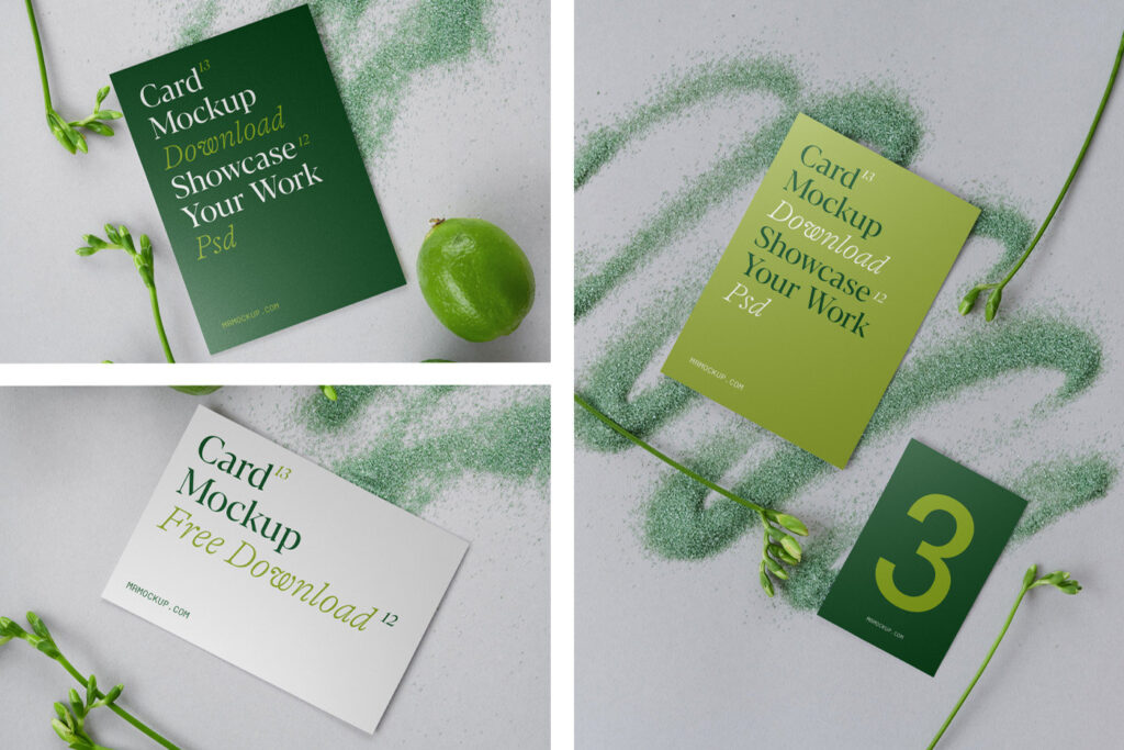 3 Perspective Views of Cards Mockup