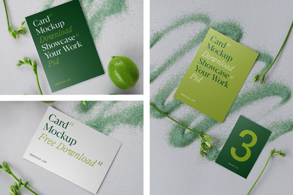 3 Perspective Views of Cards Mockup