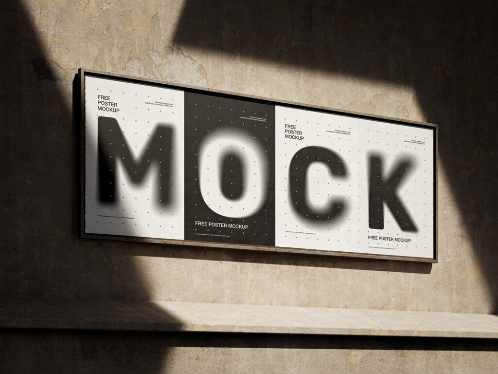 4 Posters Mockup with Metal Frame in Different Sights