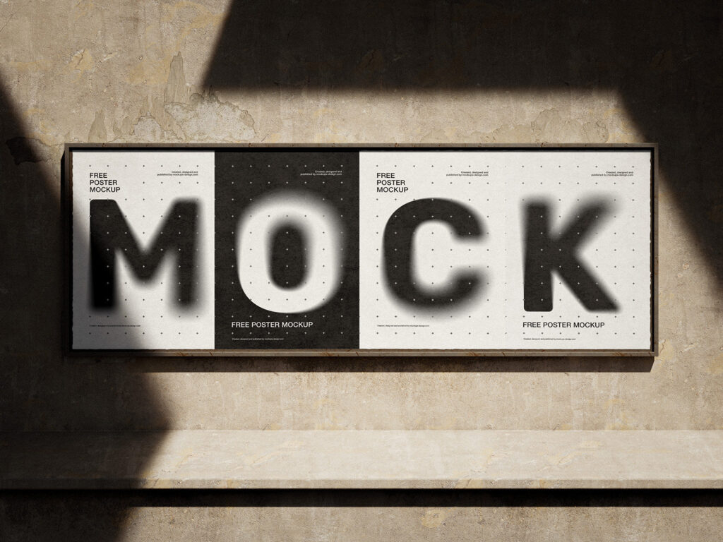 4 Posters Mockup with Metal Frame in Different Sights