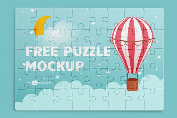 3 Puzzle Mockups Laid in Different Views
