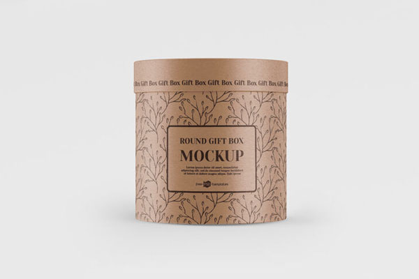 3 Round Kraft Gift Box Mockups