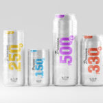 3 Shot of Multisize Beer Can Mockup