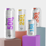3 Shot of Multisize Beer Can Mockup