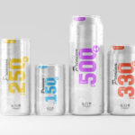 3 Shot of Multisize Beer Can Mockup