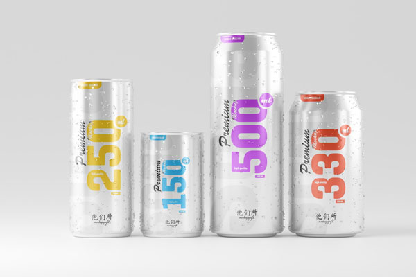 3 Shot of Multisize Beer Can Mockup