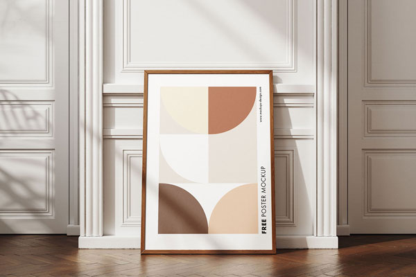 3 Shot of Poster Mockup on Decorative Wall