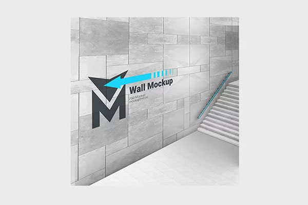 3 Shots of Big Wall Mockup with Stone Panels