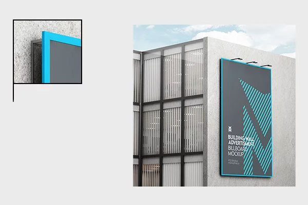 3 Shots of Building Wall Advertisement Billboard Mockup