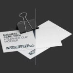 3 Shots of Business Card Mockup with Foldback Clip