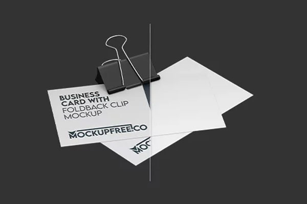 3 Shots of Business Card Mockup with Foldback Clip