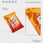 3 Shots of Chips Bag Mockup