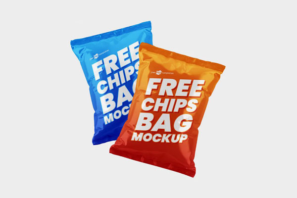3 Shots of Chips Bag Mockup