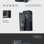 3 Shots of Cosmetic Tube Mockup with Box