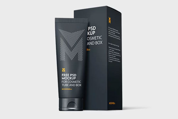 3 Shots of Cosmetic Tube Mockup with Box