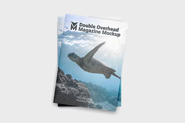 3 Shots of Double Overhead Magazine Mockup