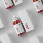 3 Shots of Dropper Bottle Mockup with Box mockup preview