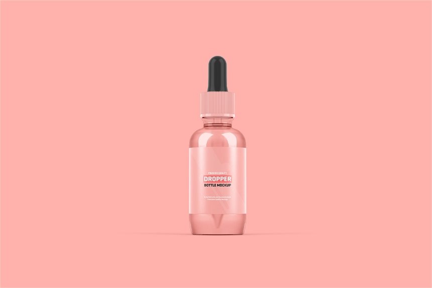 3 Shots of Dropper Bottle Mockup with Its Packaging