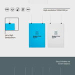 3 Shots of Hanging Poster Mockup